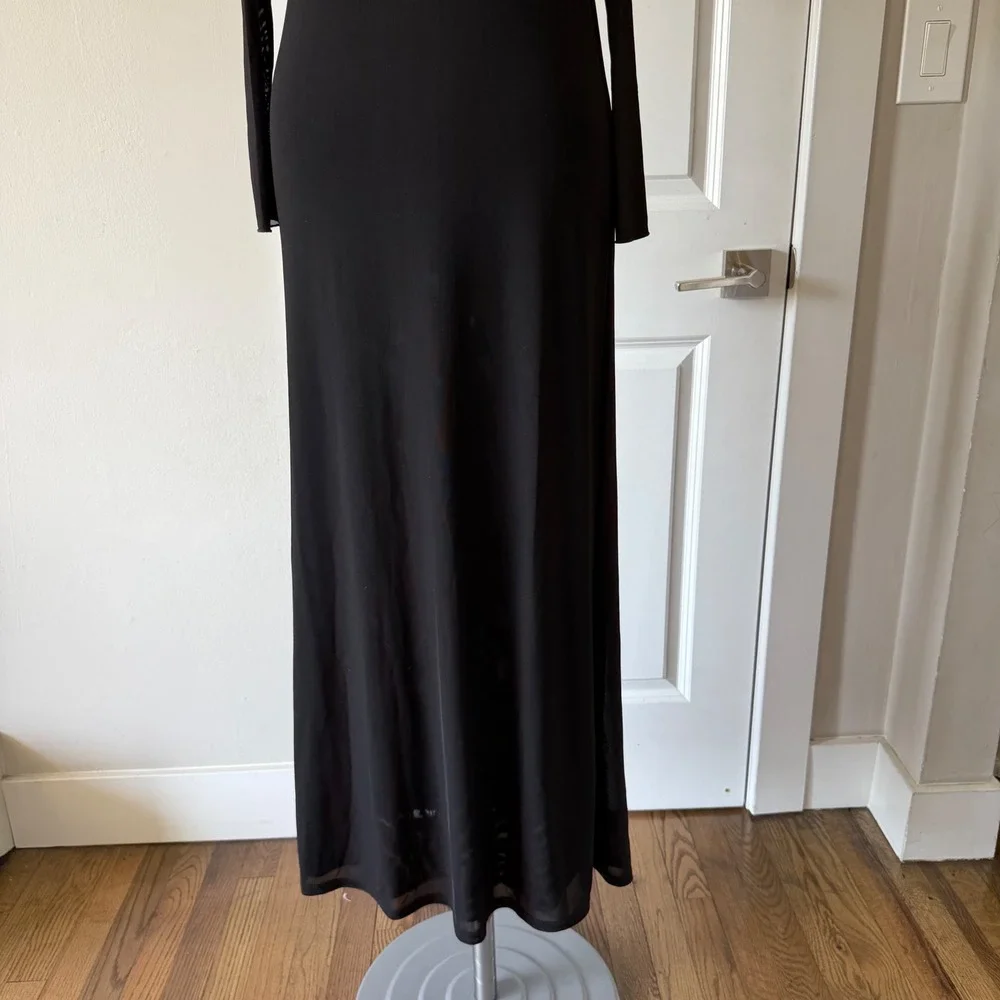 MESHKI Josie Off Shoulder Mesh Maxi Dress Black Women's Long Sleeve Size M - Picture 8 of 16